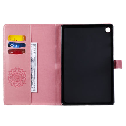 For Galaxy Tab S5e Pressed Printing Sun Flower Pattern Horizontal Flip Leather Case with Holder & Card Slots & Wallet(Pink)-garmade.com