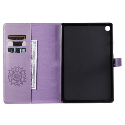 For Galaxy Tab S5e Pressed Printing Sun Flower Pattern Horizontal Flip Leather Case with Holder & Card Slots & Wallet(Purple)-garmade.com