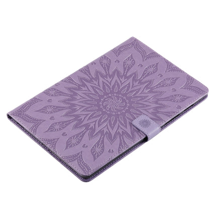 For Galaxy Tab S5e Pressed Printing Sun Flower Pattern Horizontal Flip Leather Case with Holder & Card Slots & Wallet(Purple)-garmade.com