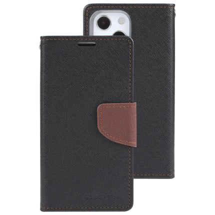 GOOSPERY FANCY DIARY Cross Pattern Horizontal Flip Leather Case with Holder & Card Slots & Wallet For iPhone 13 mini(Black Brown)-garmade.com
