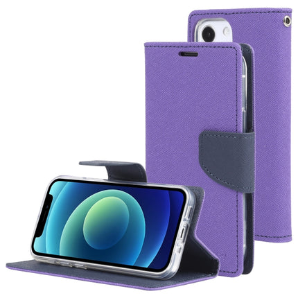 GOOSPERY FANCY DIARY Cross Pattern Horizontal Flip Leather Case with Holder & Card Slots & Wallet For iPhone 13 mini(Purple)-garmade.com