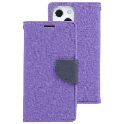 GOOSPERY FANCY DIARY Cross Pattern Horizontal Flip Leather Case with Holder & Card Slots & Wallet For iPhone 13 mini(Purple)-garmade.com