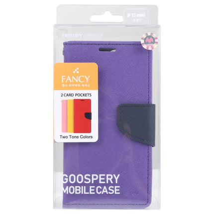GOOSPERY FANCY DIARY Cross Pattern Horizontal Flip Leather Case with Holder & Card Slots & Wallet For iPhone 13 mini(Purple)-garmade.com