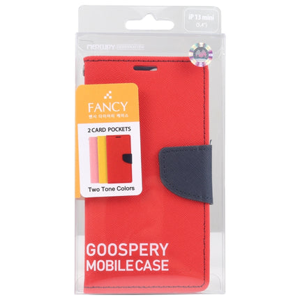 GOOSPERY FANCY DIARY Cross Pattern Horizontal Flip Leather Case with Holder & Card Slots & Wallet For iPhone 13 mini(Red)-garmade.com