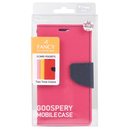 GOOSPERY FANCY DIARY Cross Pattern Horizontal Flip Leather Case with Holder & Card Slots & Wallet For iPhone 13 mini(Rose Red)-garmade.com