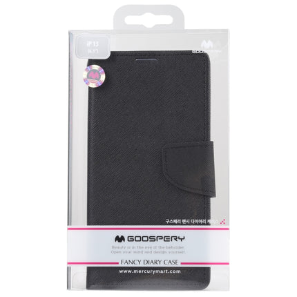 GOOSPERY FANCY DIARY Cross Pattern Horizontal Flip Leather Case with Holder & Card Slots & Wallet For iPhone 13(Black)-garmade.com