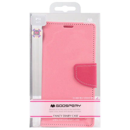 GOOSPERY FANCY DIARY Cross Pattern Horizontal Flip Leather Case with Holder & Card Slots & Wallet For iPhone 13(Pink)-garmade.com