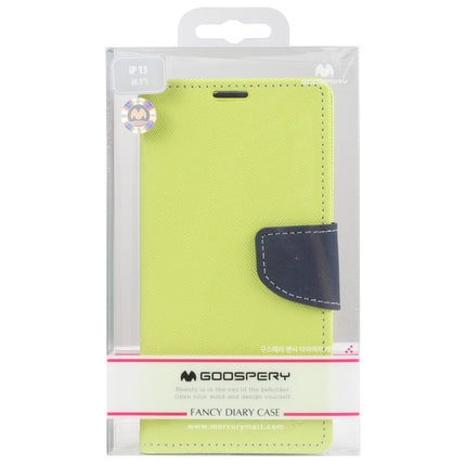 GOOSPERY FANCY DIARY Cross Pattern Horizontal Flip Leather Case with Holder & Card Slots & Wallet For iPhone 13(Green)-garmade.com