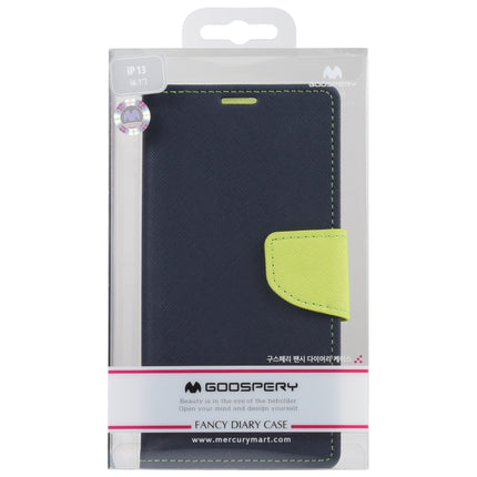 GOOSPERY FANCY DIARY Cross Pattern Horizontal Flip Leather Case with Holder & Card Slots & Wallet For iPhone 13(Navy Blue)-garmade.com