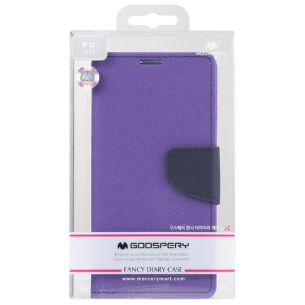 GOOSPERY FANCY DIARY Cross Pattern Horizontal Flip Leather Case with Holder & Card Slots & Wallet For iPhone 13(Purple)-garmade.com
