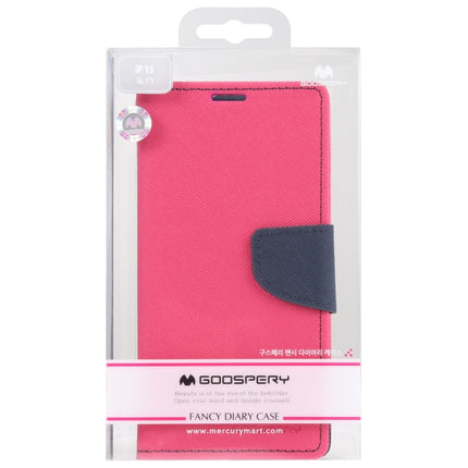 GOOSPERY FANCY DIARY Cross Pattern Horizontal Flip Leather Case with Holder & Card Slots & Wallet For iPhone 13(Rose Red)-garmade.com