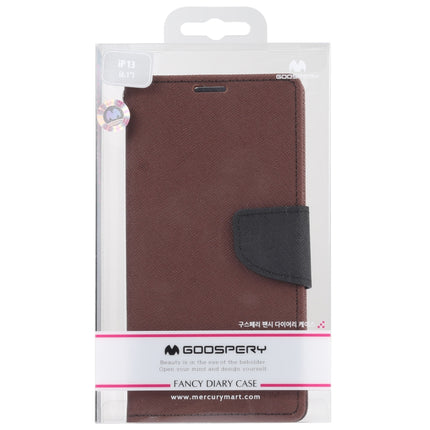 GOOSPERY FANCY DIARY Cross Pattern Horizontal Flip Leather Case with Holder & Card Slots & Wallet For iPhone 13(Brown)-garmade.com