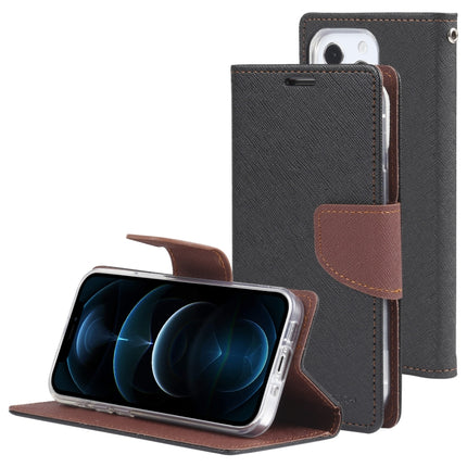 GOOSPERY FANCY DIARY Cross Pattern Horizontal Flip Leather Case with Holder & Card Slots & Wallet For iPhone 13 Pro(Black Brown)-garmade.com