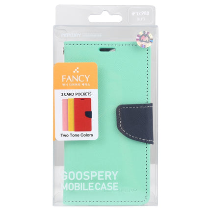 GOOSPERY FANCY DIARY Cross Pattern Horizontal Flip Leather Case with Holder & Card Slots & Wallet For iPhone 13 Pro(Mint Green)-garmade.com