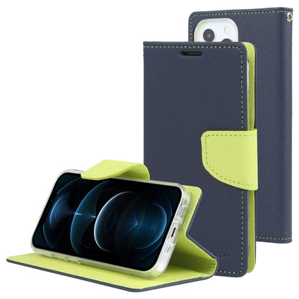 GOOSPERY FANCY DIARY Cross Pattern Horizontal Flip Leather Case with Holder & Card Slots & Wallet For iPhone 13 Pro(Navy Blue)-garmade.com