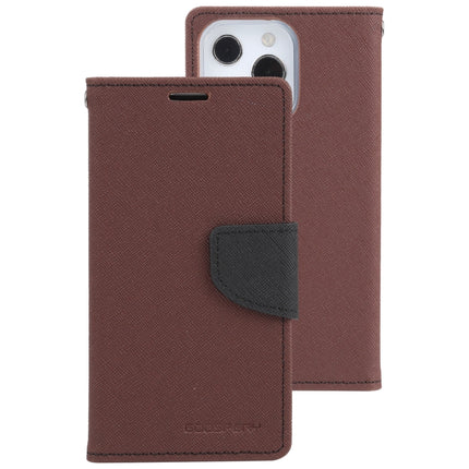 GOOSPERY FANCY DIARY Cross Pattern Horizontal Flip Leather Case with Holder & Card Slots & Wallet For iPhone 13 Pro(Brown)-garmade.com