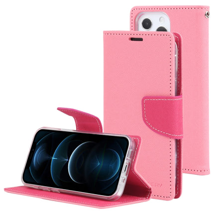 GOOSPERY FANCY DIARY Cross Pattern Horizontal Flip Leather Case with Holder & Card Slots & Wallet For iPhone 13 Pro Max(Pink)-garmade.com