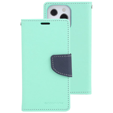 GOOSPERY FANCY DIARY Cross Pattern Horizontal Flip Leather Case with Holder & Card Slots & Wallet For iPhone 13 Pro Max(Mint Green)-garmade.com