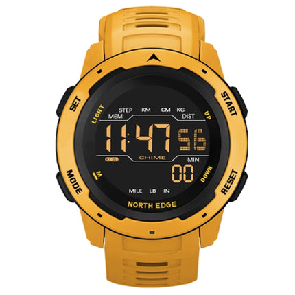 NORTH EDGE Mars Men Luminous Digital Waterproof Smart Sports Watch, Support Alarm Clock & Countdown & Sports Mode(Yellow)-garmade.com