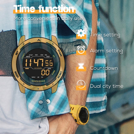 NORTH EDGE Mars Men Luminous Digital Waterproof Smart Sports Watch, Support Alarm Clock & Countdown & Sports Mode(Yellow)-garmade.com