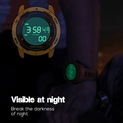 NORTH EDGE Mars Men Luminous Digital Waterproof Smart Sports Watch, Support Alarm Clock & Countdown & Sports Mode(Yellow)-garmade.com