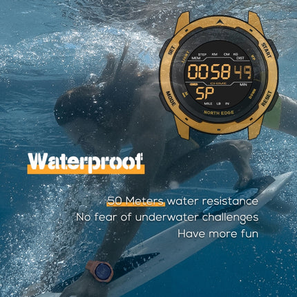 NORTH EDGE Mars Men Luminous Digital Waterproof Smart Sports Watch, Support Alarm Clock & Countdown & Sports Mode(Yellow)-garmade.com