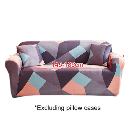 Double Seat Full Coverage Elastic Non-slip Sofa Cover(Rubik Cube Purple)-garmade.com
