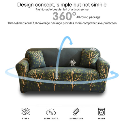 Double Seat Full Coverage Elastic Non-slip Sofa Cover(Fortune Tree)-garmade.com