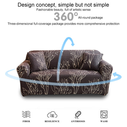 Double Seat Full Coverage Elastic Non-slip Sofa Cover(Wealth Tree)-garmade.com