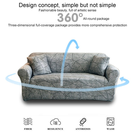 Double Seat Full Coverage Elastic Non-slip Sofa Cover(Grey)-garmade.com