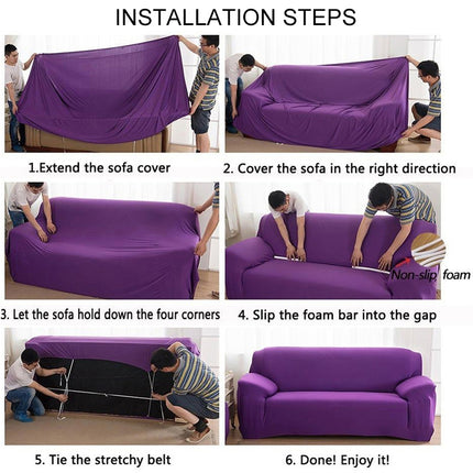 Double Seat Full Coverage Elastic Non-slip Sofa Cover(Rubik Cube Purple)-garmade.com