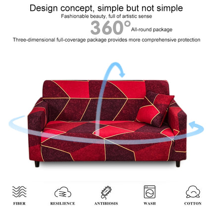 Double Seat Full Coverage Elastic Non-slip Sofa Cover(Red Square)-garmade.com