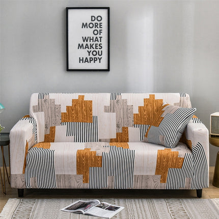 Double Seat Full Coverage Elastic Non-slip Sofa Cover(Building Blocks)-garmade.com