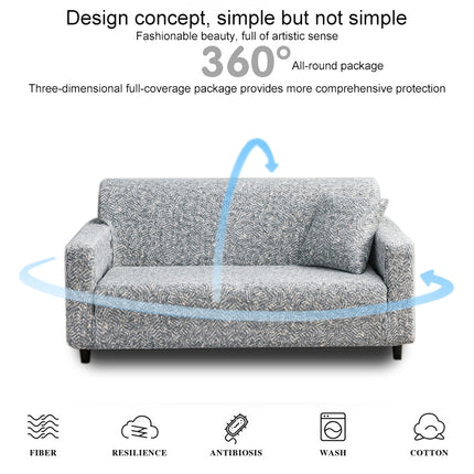 Double Seat Full Coverage Elastic Non-slip Sofa Cover(Woolen Pattern)-garmade.com
