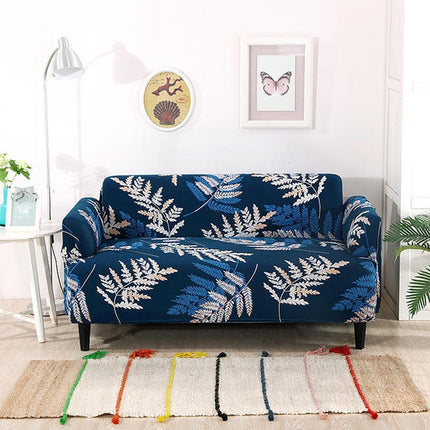 Double Seat Four Seasons Printing Full Coverage Elastic Non-slip Sofa Cover(Deep and Leafy)-garmade.com