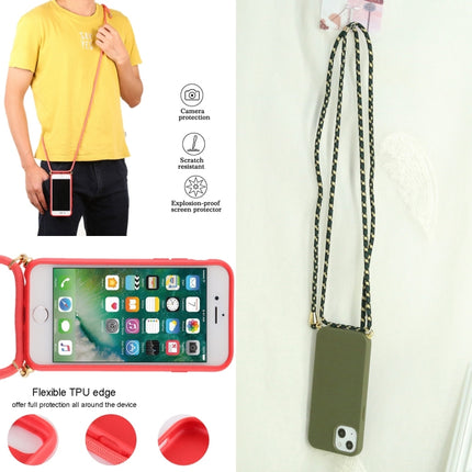 Wheat Straw Material + TPU Shockproof Case with Neck Lanyard For iPhone 13 mini(Dark Green)-garmade.com