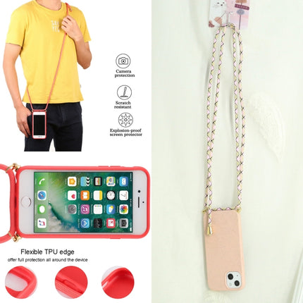 Wheat Straw Material + TPU Shockproof Case with Neck Lanyard For iPhone 13 mini(Pink)-garmade.com