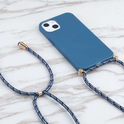 Wheat Straw Material + TPU Shockproof Case with Neck Lanyard For iPhone 13 mini(Blue)-garmade.com