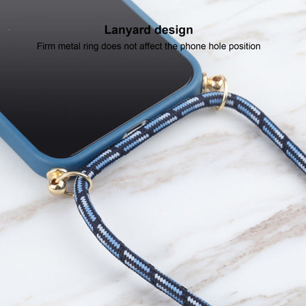 Wheat Straw Material + TPU Shockproof Case with Neck Lanyard For iPhone 13 mini(Blue)-garmade.com