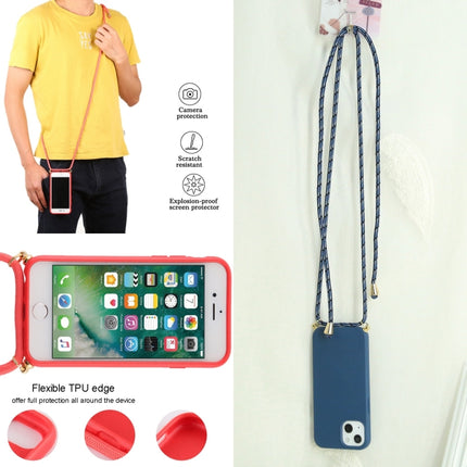 Wheat Straw Material + TPU Shockproof Case with Neck Lanyard For iPhone 13 mini(Blue)-garmade.com