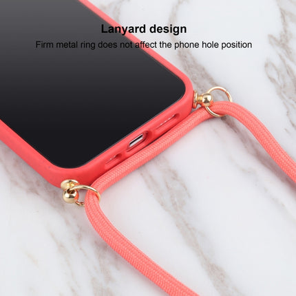 Wheat Straw Material + TPU Shockproof Case with Neck Lanyard For iPhone 13 mini(Red)-garmade.com