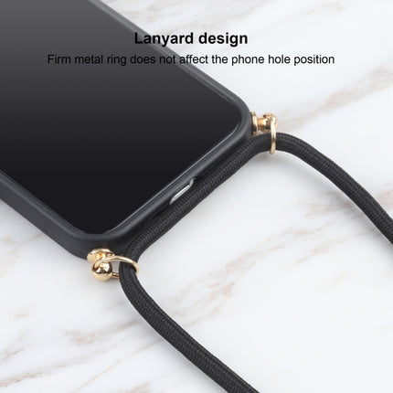 Wheat Straw Material + TPU Shockproof Case with Neck Lanyard For iPhone 13 mini(Black)-garmade.com
