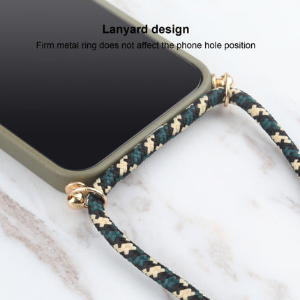 Wheat Straw Material + TPU Shockproof Case with Neck Lanyard For iPhone 13(Dark Green)-garmade.com