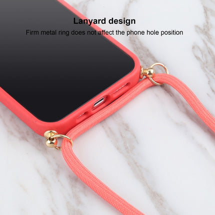 Wheat Straw Material + TPU Shockproof Case with Neck Lanyard For iPhone 13(Red)-garmade.com