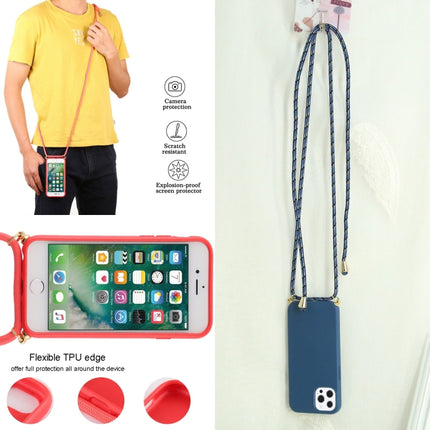 Wheat Straw Material + TPU Shockproof Case with Neck Lanyard For iPhone 13 Pro(Blue)-garmade.com