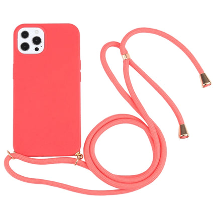 Wheat Straw Material + TPU Shockproof Case with Neck Lanyard For iPhone 13 Pro(Red)-garmade.com
