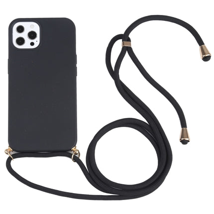 Wheat Straw Material + TPU Shockproof Case with Neck Lanyard For iPhone 13 Pro(Black)-garmade.com