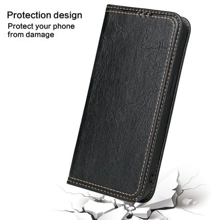Fierre Shann Retro Tree Bark Texture PU Magnetic Horizontal Flip Leather Case with Holder & Card Slots & Wallet For iPhone 13 mini(Black)-garmade.com