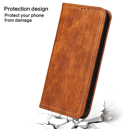 Fierre Shann Retro Tree Bark Texture PU Magnetic Horizontal Flip Leather Case with Holder & Card Slots & Wallet For iPhone 13 mini(Brown)-garmade.com