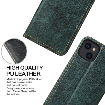 Fierre Shann Retro Tree Bark Texture PU Magnetic Horizontal Flip Leather Case with Holder & Card Slots & Wallet For iPhone 13 mini(Green)-garmade.com